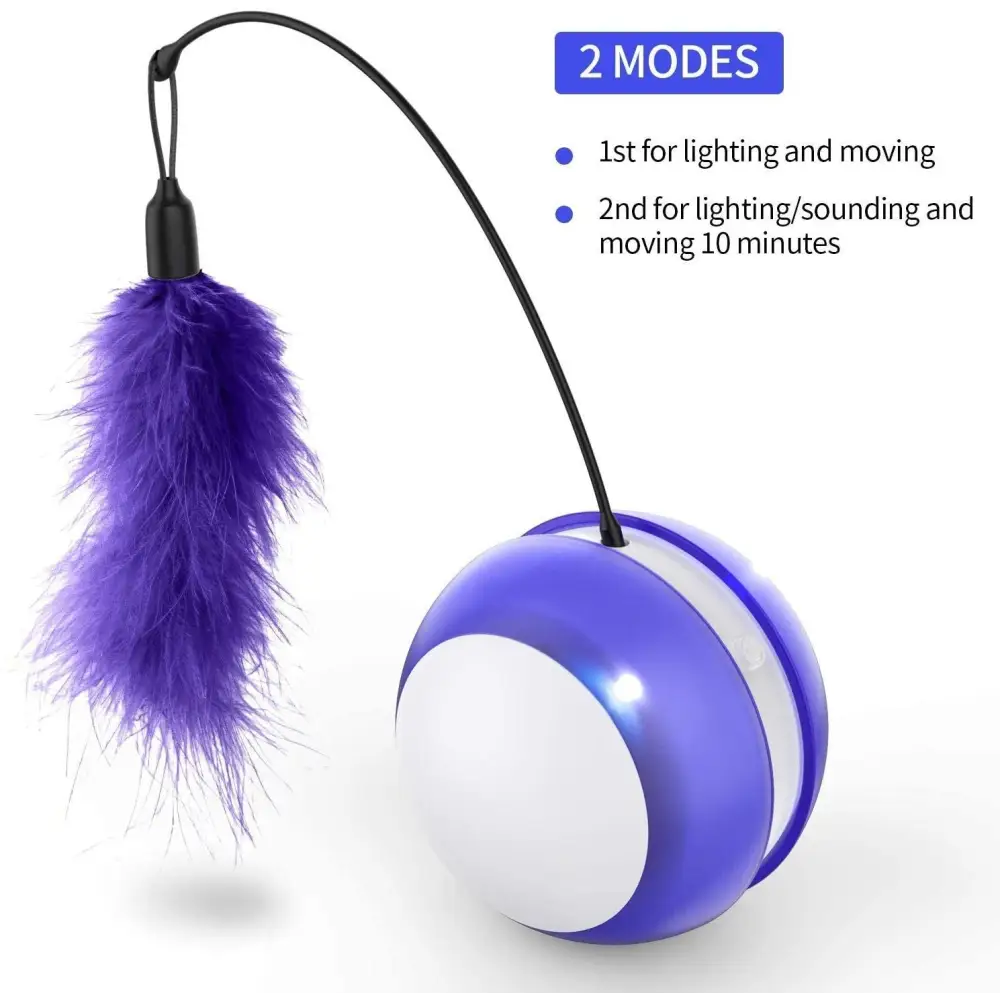 Rolling Pet Toys Interactive 360 Degree Automatic Self Rotating LED Light Sound Cat Chaser Ball Exercise