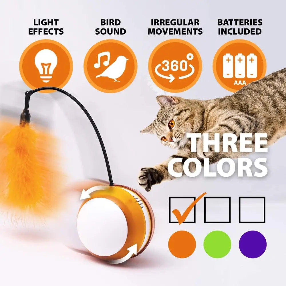 Rolling Pet Toys Interactive 360 Degree Automatic Self Rotating LED Light Sound Cat Chaser Ball Exercise