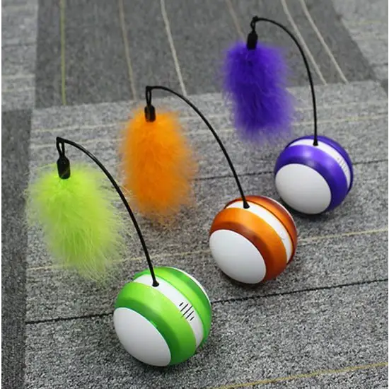 Rolling Pet Toys Interactive 360 Degree Automatic Self Rotating LED Light Sound Cat Chaser Ball Exercise