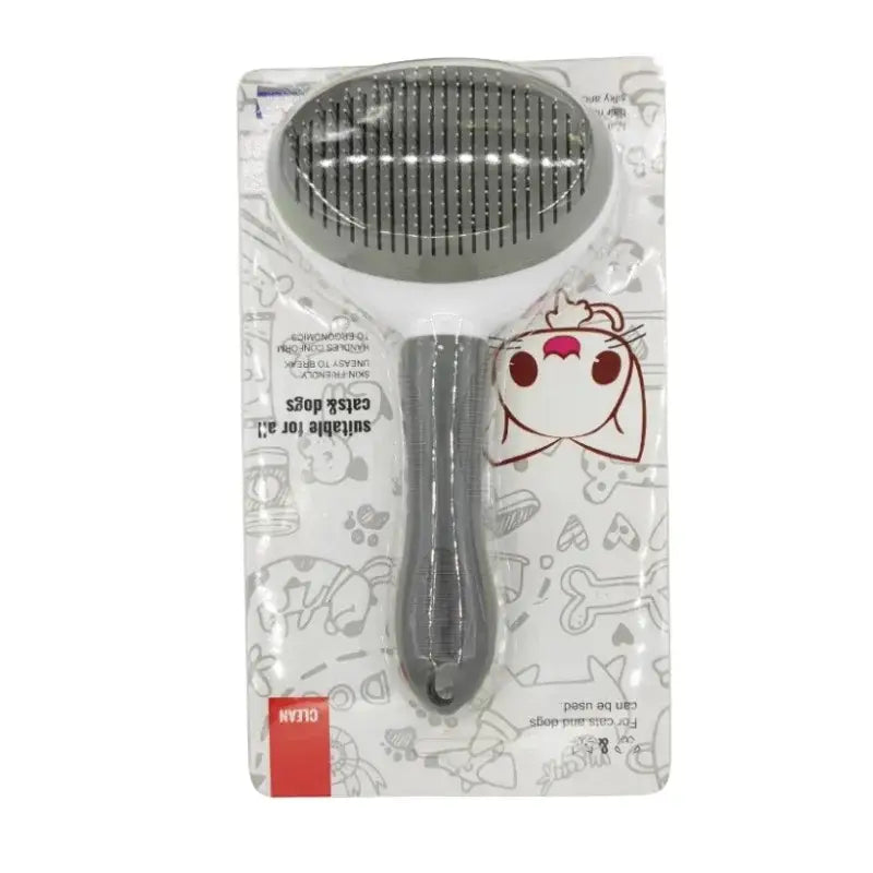 Self-Cleaning Pet Hair Removal Brush - Grey with packaging - Pet Hair Remover Brush