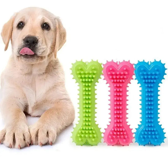 Soft Rubber Dog Chew Toy – Bone Shape & Bite-Resistant - Blue - dog toys