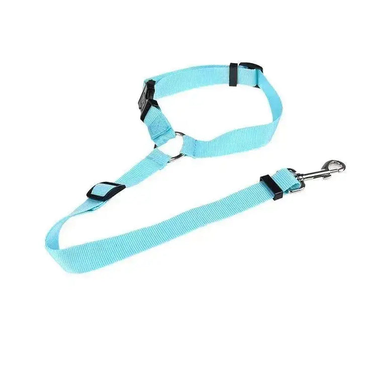 Solid Color Two-in-one Pet Car Seat Belt Nylon Lead Leash Backseat Safety Belt Adjustable Dogs Harness Collar Pet