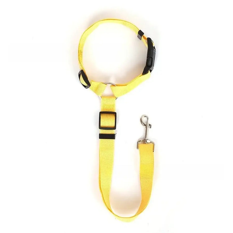 Solid Color Two-in-one Pet Car Seat Belt Nylon Lead Leash Backseat Safety Belt Adjustable Dogs Harness Collar Pet