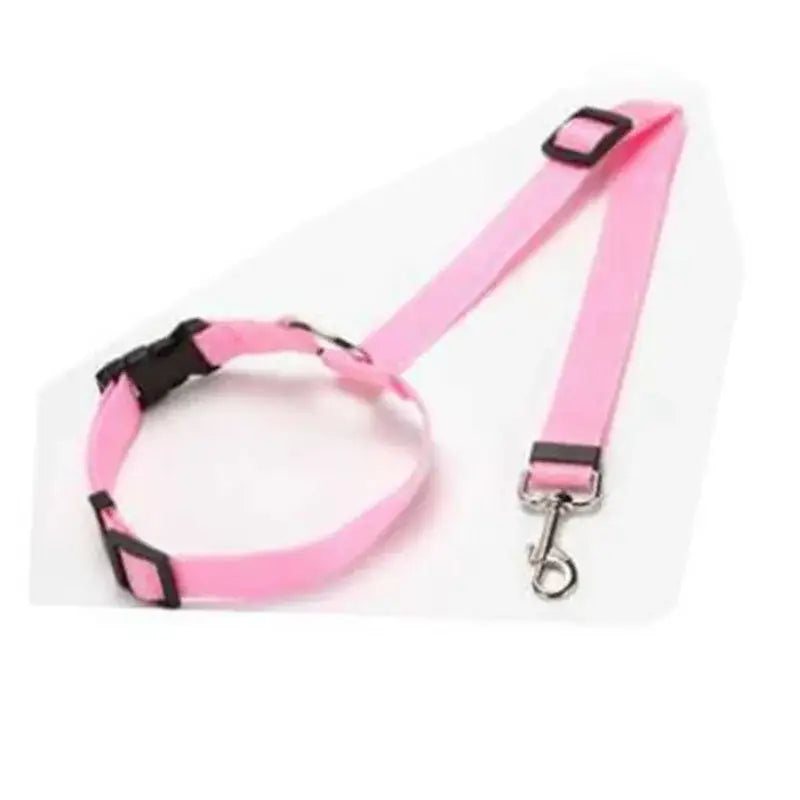 Solid Color Two-in-one Pet Car Seat Belt Nylon Lead Leash Backseat Safety Belt Adjustable Dogs Harness Collar Pet