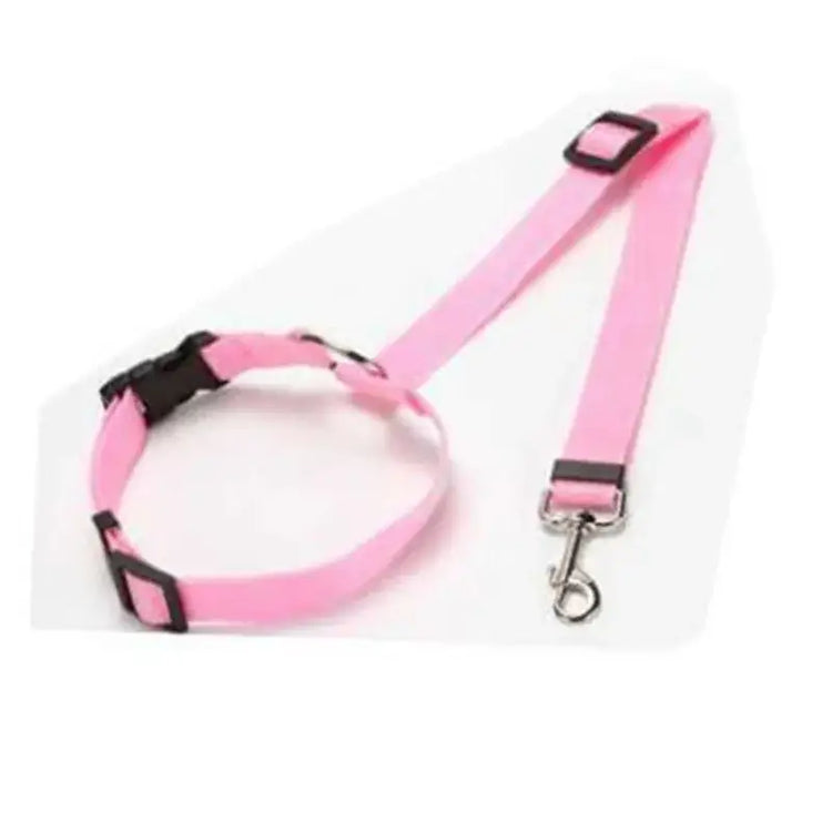 Solid Color Two-in-one Pet Car Seat Belt Nylon Lead Leash Backseat Safety Belt Adjustable Dogs Harness Collar Pet