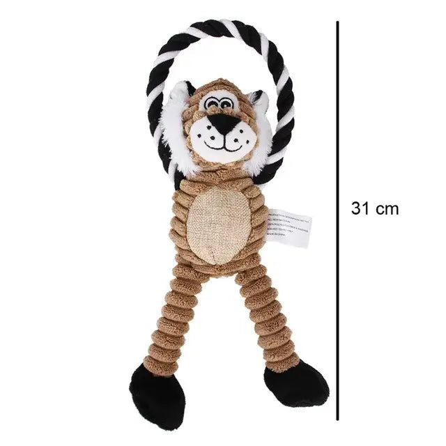 Squeaky Plush Dog Toy – Bite-Resistant & Interactive - Lion - dog toys