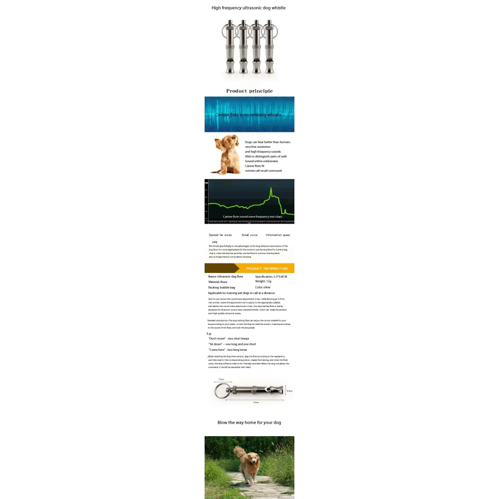 Stainless Steel Dog Training Whistle – Adjustable Bark Control - Silver - Pet training whistle