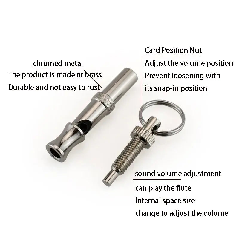 Stainless Steel Dog Training Whistle – Adjustable Bark Control - Silver - Pet training whistle