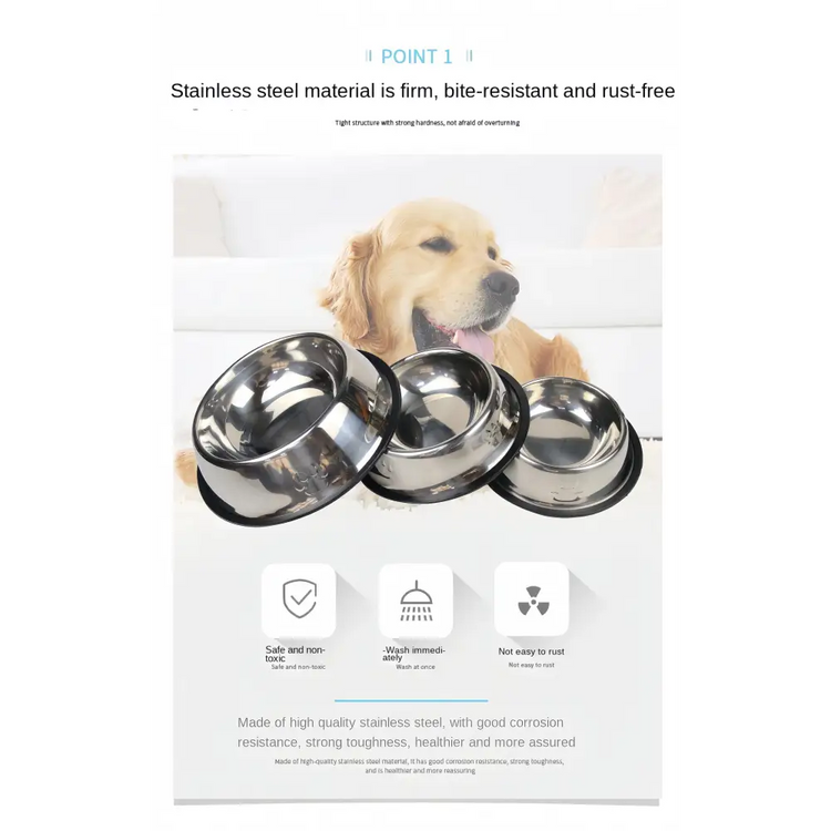 Stainless Steel Pet Feeding Bowl – 6 Sizes - pet bowls