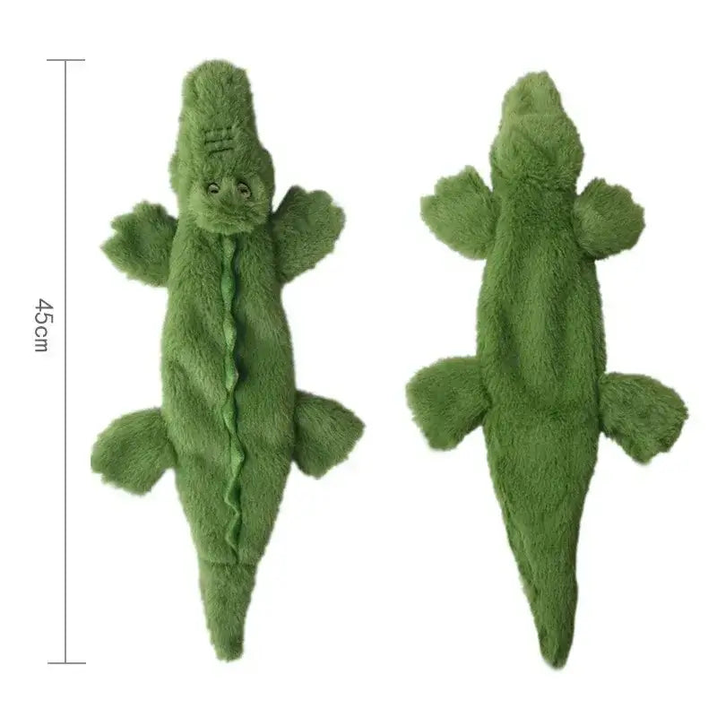 Stuffing-Free Plush Dog Toy – Squeaky & Crinkle Sound - Crocodile - dog toys