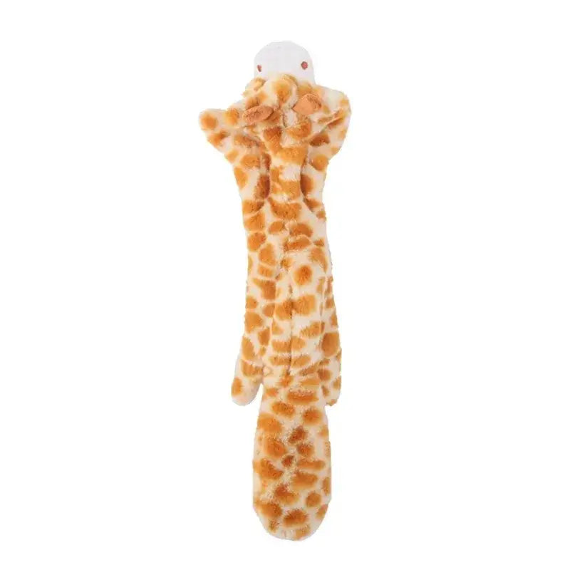 Stuffing-Free Plush Dog Toy – Squeaky & Crinkle Sound - giraffe - dog toys