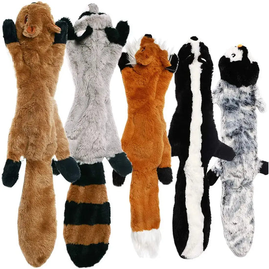 Stuffing-Free Plush Dog Toy – Squeaky & Crinkle Sound - dog toys