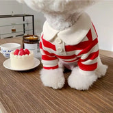 Summer Stripe Polo Shirt for Dogs - red / XXL - dog clothing