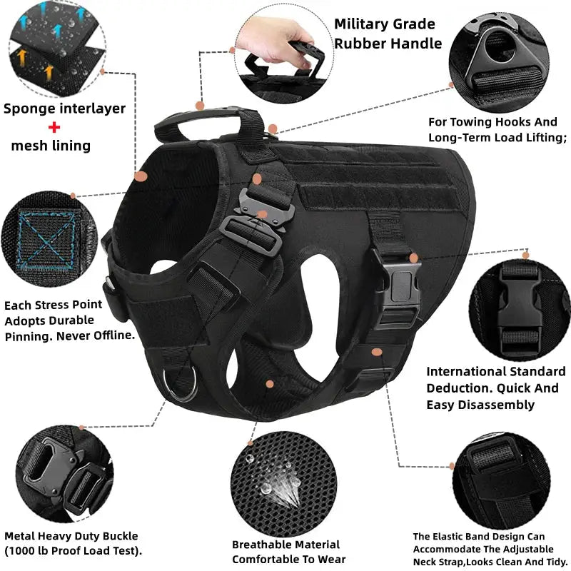 Tactical Dog Harness & Leash Set - dog harness