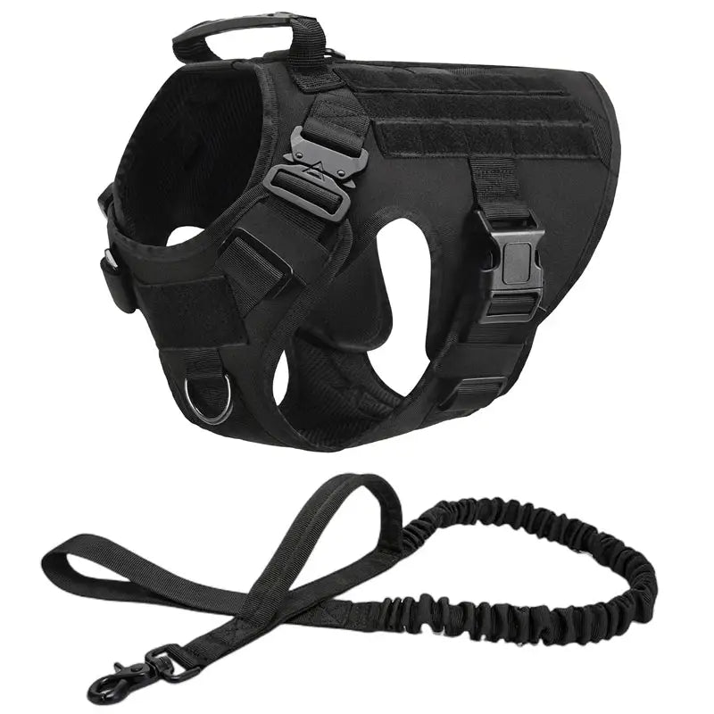 Tactical Dog Harness & Leash Set - Black 2 piece set / L(30-40KG) - dog harness