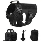 Tactical Dog Harness & Leash Set - Black 4 piece set / L(30-40KG) - dog harness