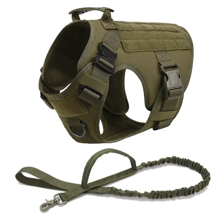 Tactical Dog Harness & Leash Set - Green 2 piece set / L(30-40KG) - dog harness