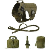 Tactical Dog Harness & Leash Set - Green 5 piece set / L(30-40KG) - dog harness