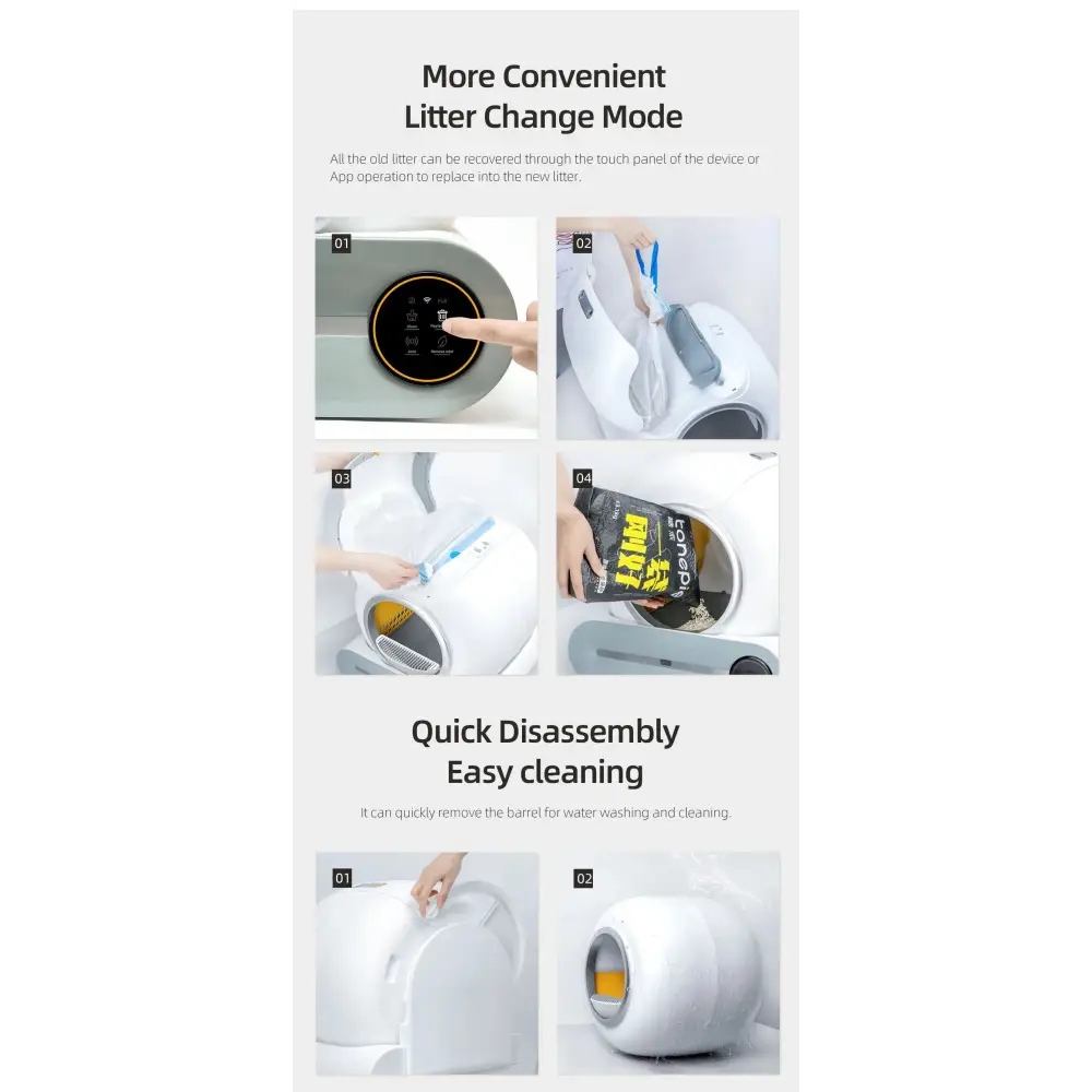 Tonepie 65L Smart Self-Cleaning Cat Litter Box - XS / APP control - cat litter box