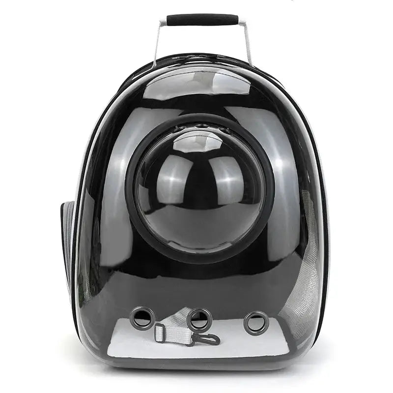 Transparent Space Capsule Pet Backpack - Black With Cover / CHINA - cat carrier