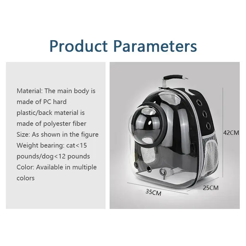 Transparent Space Capsule Pet Backpack - cat carrier