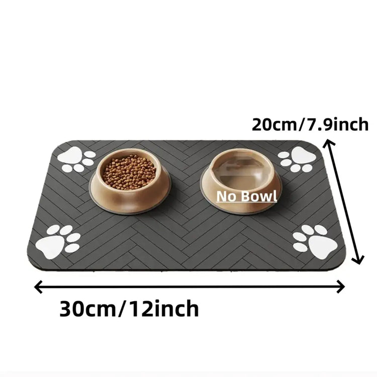 Waterproof Pet Feeding Mat – Quick-Dry Placemat - 20X30cm Black - pet feeding mat