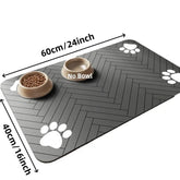 Waterproof Pet Feeding Mat – Quick-Dry Placemat - 40X60cm Black - pet feeding mat